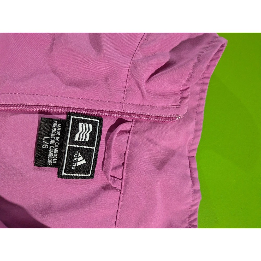 Adidas ClimaProof Pink Windbreaker Jacket Women's Large Golf Tennis 1/4‎ Zip - Picture 3 of 11